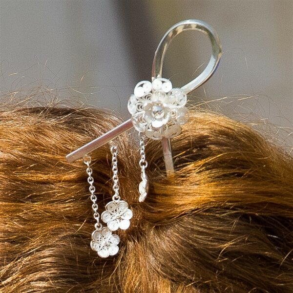 Silver Filigree Wedding Hair Pin - Tara Lois Jewellery