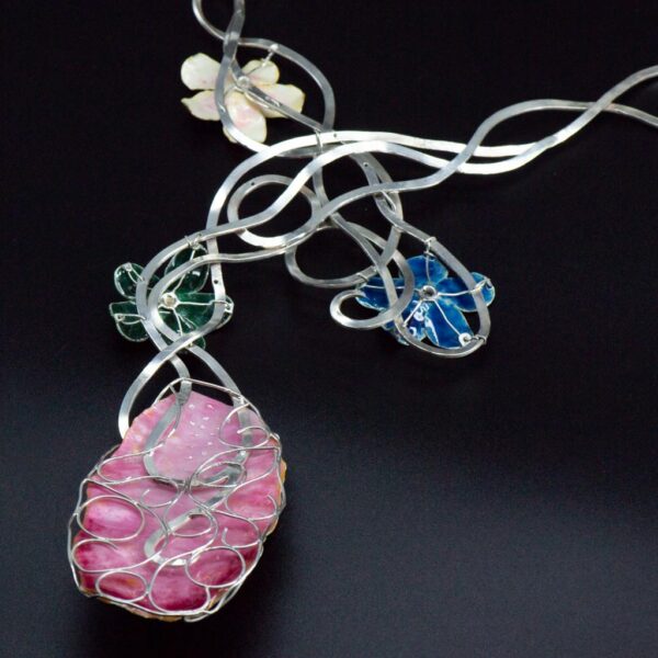 Contemporary Wildflower Enamel Necklace back