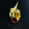 Statement Gold Filigree Citrine & Garnet Ring front high view