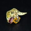 Statement Gold Filigree Citrine & Garnet Ring side view