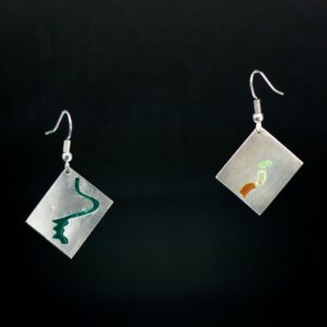 Refraction-square earrings plique-a-jour earrings